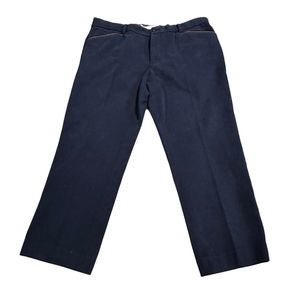 Men’s Polo Ralph Lauren Cotton Pants 40x30 Navy Blue Brown Trim Pockets